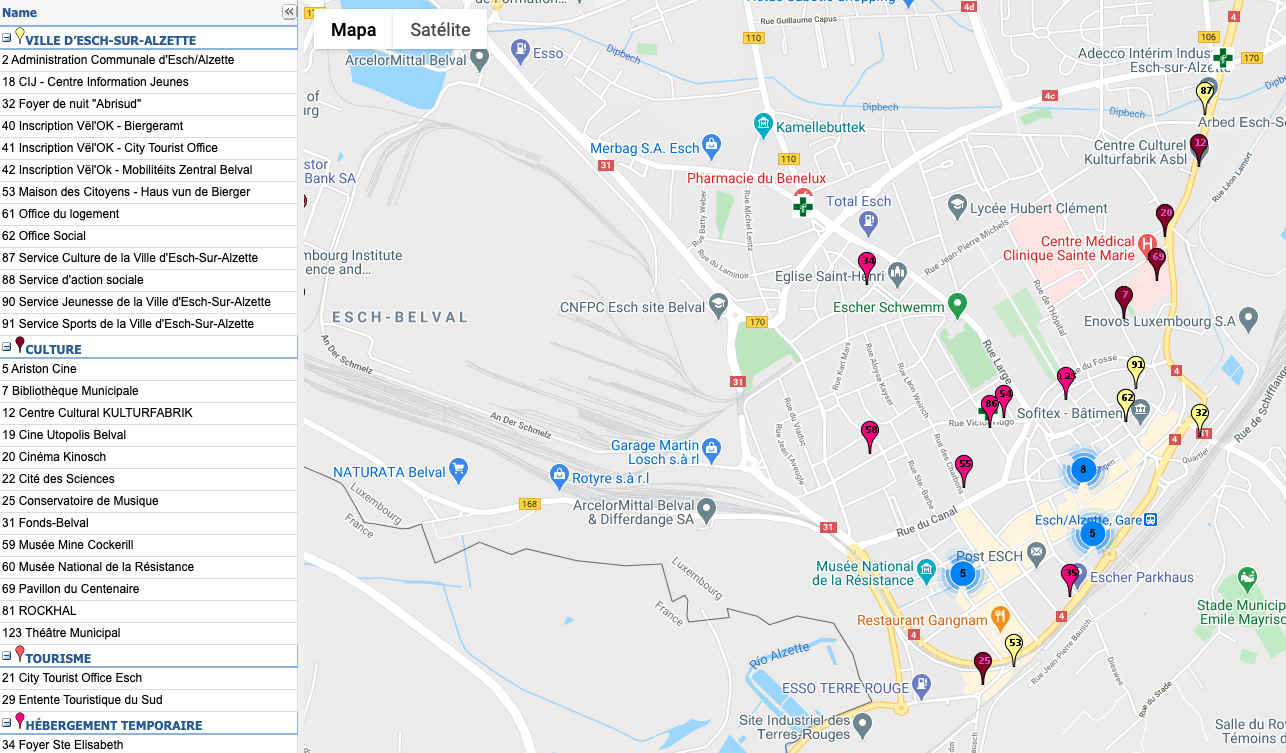 Virtual Map Jeunesse Esch-sur-Alzette
